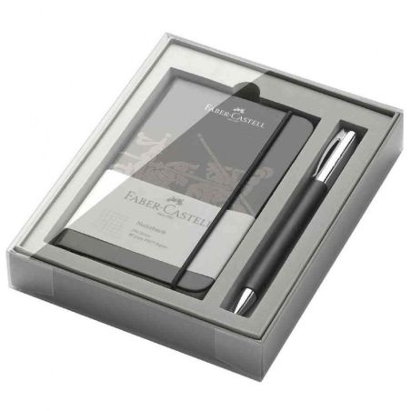 COFFRET CADEAU AMBITION ROLLER RESINE PRECIEUSE NOIR AVEC CARNET