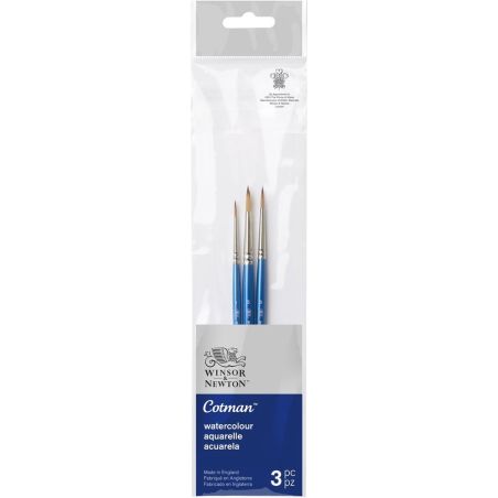 WINSOR & NEWTON SET 3 PINCEAUX MANCHE COURT ROND COTMAN 1/3/5