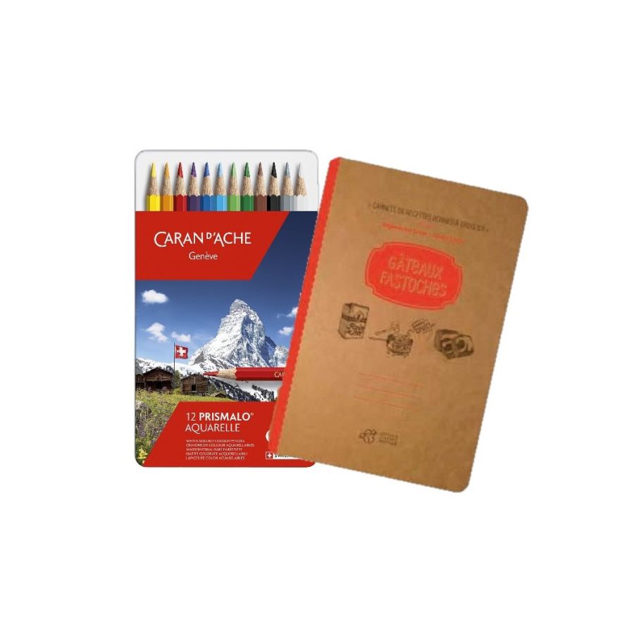 SET CARNET DE RECETTES + 12 CRAYONS PRISMALO AQUARELLABLES IM#10249