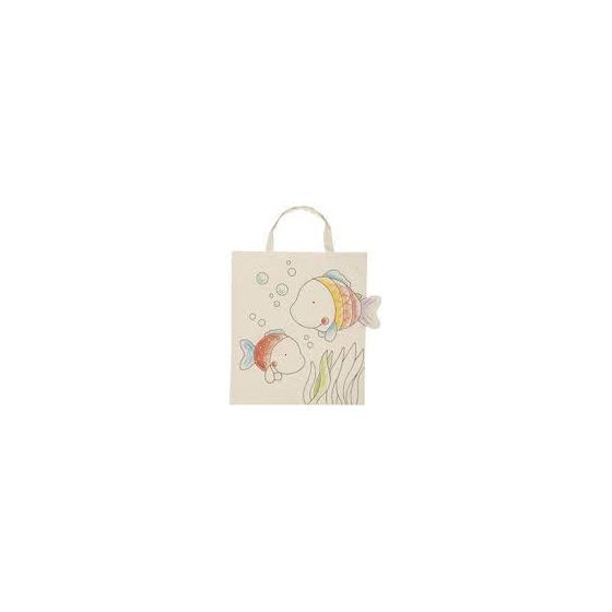 SAC EN COTON POISSONS 38 X 42 CM, IMPRIME, A PEINDRE IM#10521