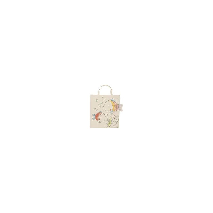 SAC EN COTON POISSONS 38 X 42 CM, IMPRIME, A PEINDRE IM#10521