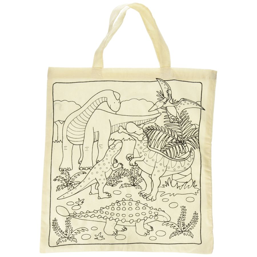 SAC EN COTON DINOS 38 X 42 CM, A COLORIER SOI-MEME IM#10522