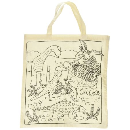 SAC EN COTON DINOS 38 X 42 CM, A COLORIER SOI-MEME