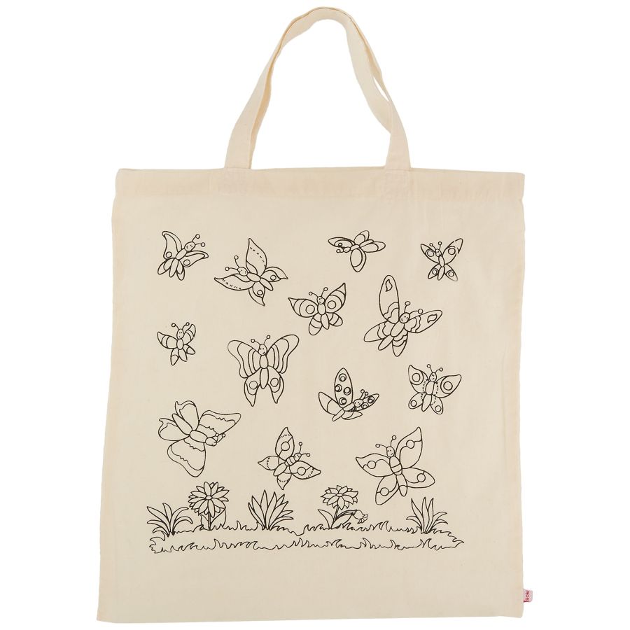 SAC EN COTON PAPILLONS 38 X 42 CM, + COLORIER SOI-MEME IM#10523