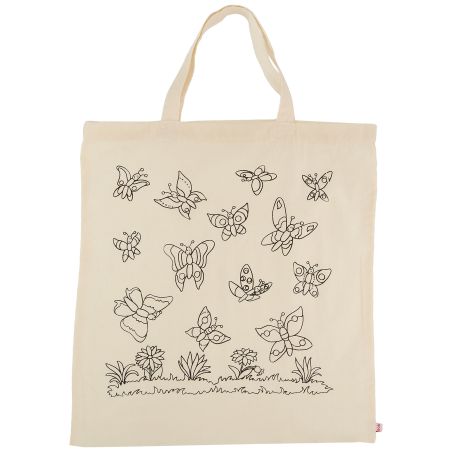 SAC EN COTON PAPILLONS 38 X 42 CM, + COLORIER SOI-MEME