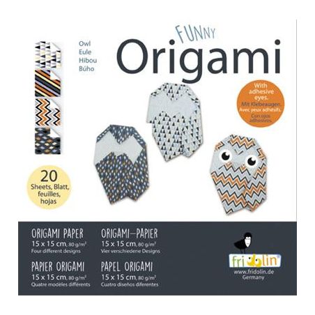 FUNNY ORIGAMI HIBOU 15 X 15 CM