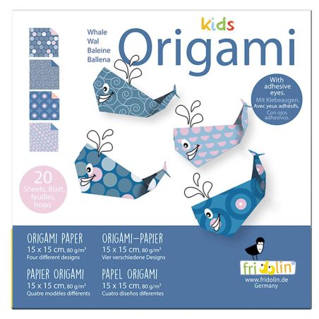 KIDS ORIGAMI  BALEINE 15 X 15 CM