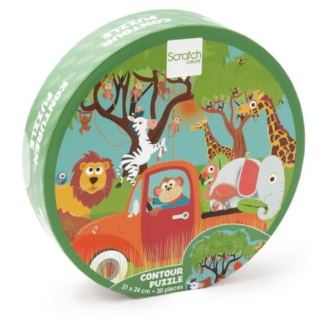 SCRATCH PUZZLE COMPACT 30 PIECES  CONTOUR PUZZLE SAFARI