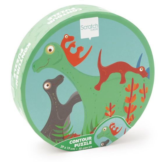 SCRATCH PUZZLE COMPACT 30 PIECES  CONTOUR PUZZLE DINO IM#10615