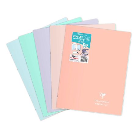 CAHIER PIQUE KOVERBOOK BLUSH POLYPROPYLENE 24X32 CM 96 PAGES  SEYES COLORIS PASTEL ASSORTIS