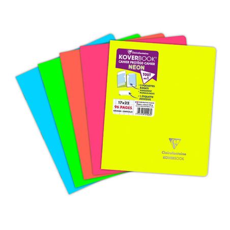 CAHIER KOVERBOOK NEON 17X22 CM 96 PAGES SEYES COLORIS ALEATOIRE