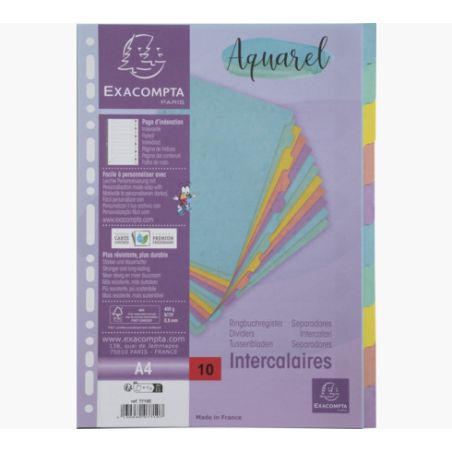 INTERCALAIRE CARTON A4 10 POSITIONS 400G AQUAREL