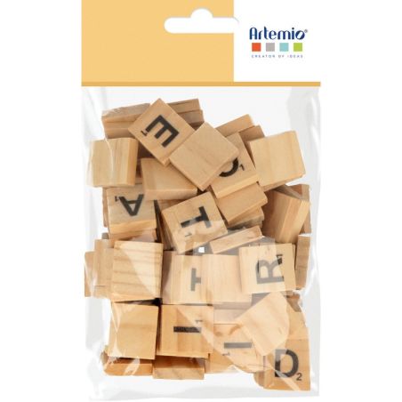 ARTEMIO LOT DE 100 LETTRES BOIS SCRABBLE 2X1.8 CM