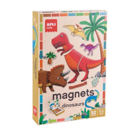 APLI - JEU DE MAGNETS DINOSAURES 52 MAGNETS AVEC SCENE