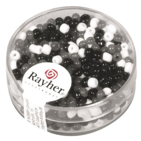 PERLES DE ROCAILLES MIX NOIR ET BLANC 2.6MM RAYHER