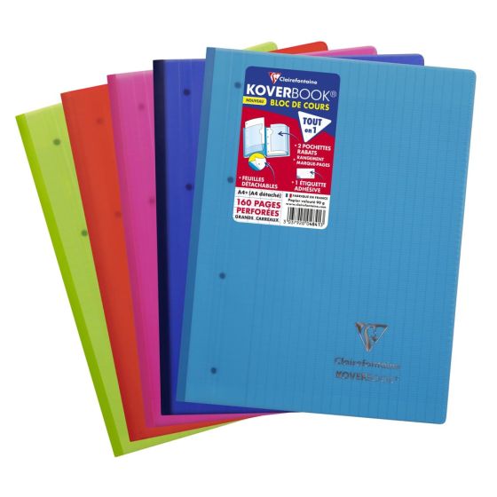 KOVERBOOK BLOC DE COURS FEUILLES SIMPLES A4+ 160 PAGES  IM#11434