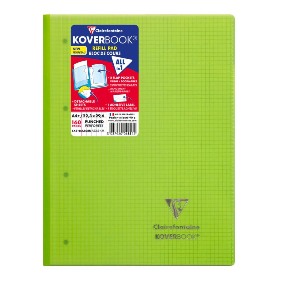 KOVERBOOK BLOC DE COURS FEUILLES SIMPLES A4+ 160 PAGES  IM#11435