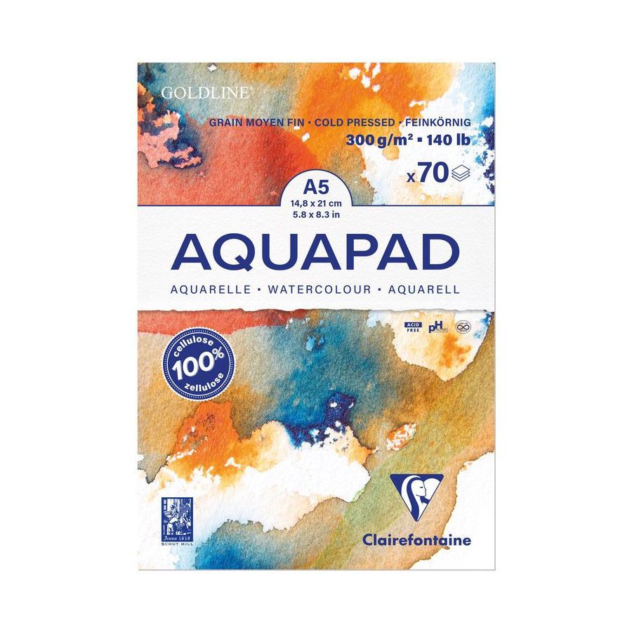 BLOC GOLDLINE AQUAPAD GRAIN MOYEN FIN 70 FEUILLES 300G IM#11590