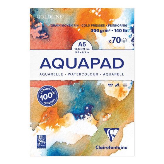 BLOC GOLDLINE AQUAPAD GRAIN MOYEN FIN 70 FEUILLES 300G Dimension:A5IM#11606