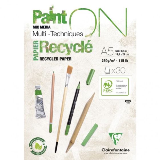 BLOC PAINT' ON RECYCLE 30 FEUILLES 250G Dimension:A5IM#11609