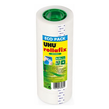 RUBAN ADHESIF UHU ROLLAFIX INVISIBLE PACK DE 8