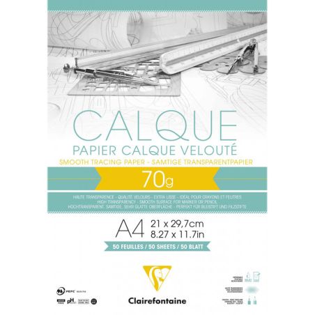 BLOC CALQUE SUPERIEUR A4 50 FEUILLES 70/75G