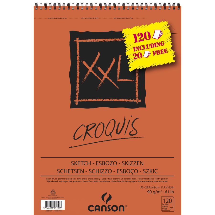 ALBUM XXL CROQUIS 120 FEUILLES 90G Dimension:A4