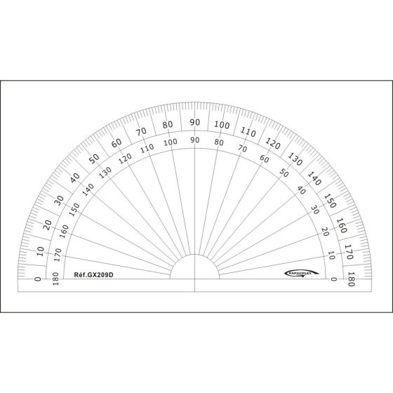 RAPPORTEUR 1/2 CERCLE DIAMETRE 10 CM - GRADES 