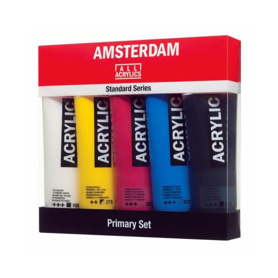 AMSTERDAM SET DE 5 ACRYLICS 120 ML COULEURS PRIMAIRES 