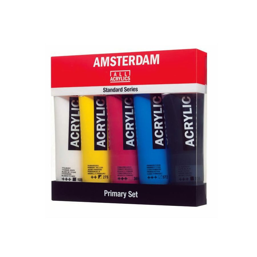 AMSTERDAM SET DE 5 ACRYLICS 120 ML COULEURS PRIMAIRES 