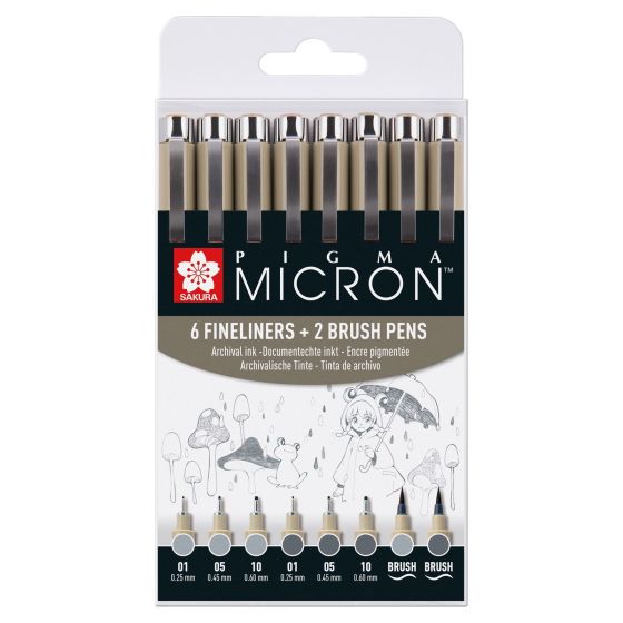 PIGMA MICRON GRIS FROID SET 8 PIECES 