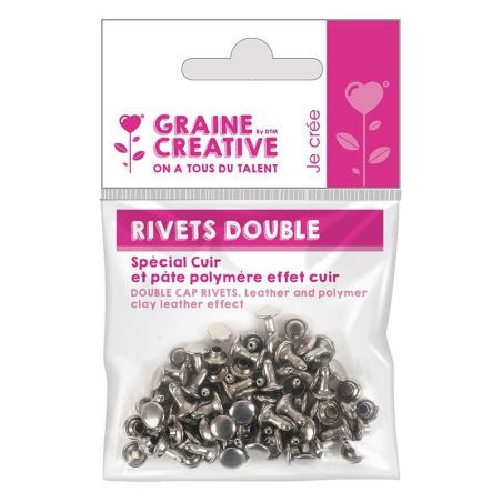 2 SACHETS DE 30 RIVETS DOUBLES POUR LE CUIR 8 X 8 MM ET 6 X 6 MM