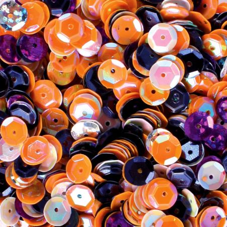 SEQUINS HALLOWEEN 5 COULEURS 6MM X 100GRS