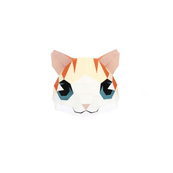 TÊTE DE CHAT EN PAPIER 3D ROUX