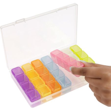 BOITE DE RANGEMENT POUR DIAMOND PAINTING 17.5X10.5X2.6 CM 28 CASES DE COULEUR