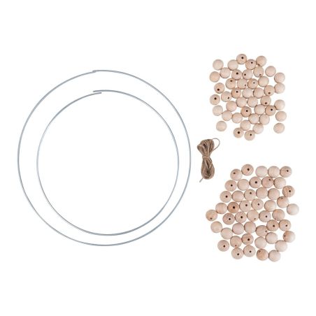 KIT COURONNE AVEC PERLES EN BOIS RAYHER