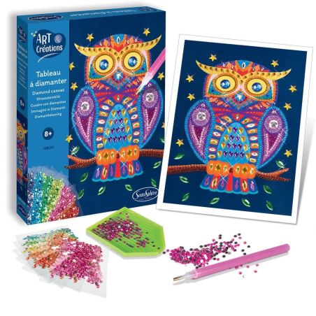 ART & CREATION - TABLEAU A DIAMANTER - HIBOU