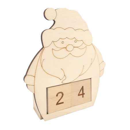 CALENDRIER DE L'AVENT PERE NOEL EN BOIS 11 X 13 X 3,3 CM