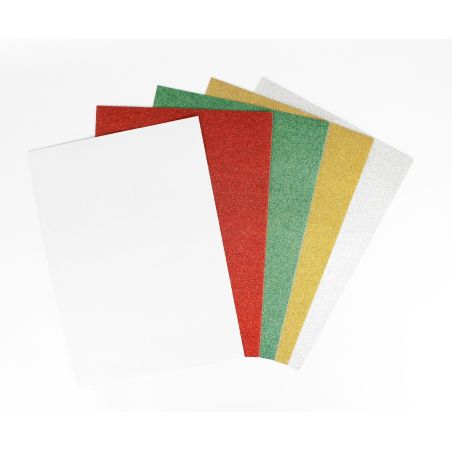 CARTES FORTES PAILLETTEES ASSORTIES  A4 5 PCS