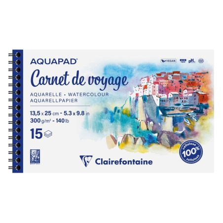 AQUAPAD CARNET DE VOYAGE SPIRALE 15 F 13.5 X 25 CM 300 G