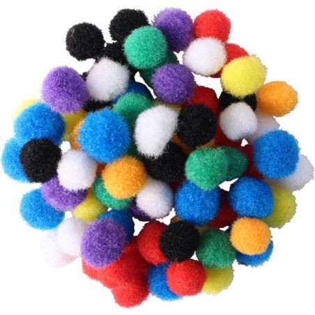 SACHET DE 200 POMPONS 8MM COULEURS VIVES