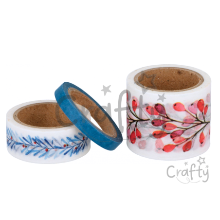 MASKING TAPE 15+5+30MM X5 M XMAS BERRIES 3 PCS