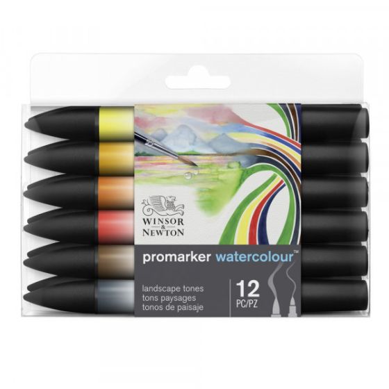 WINSOR&NEWTON WATERCOLOUR MARKER SET DE 12 MARQUEURS TONS PAYSAGES