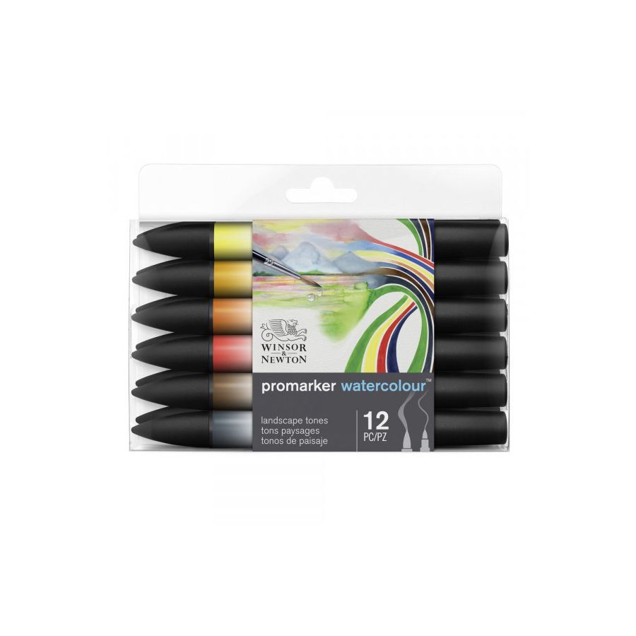 WINSOR&NEWTON WATERCOLOUR MARKER SET DE 12 MARQUEURS TONS PAYSAGES