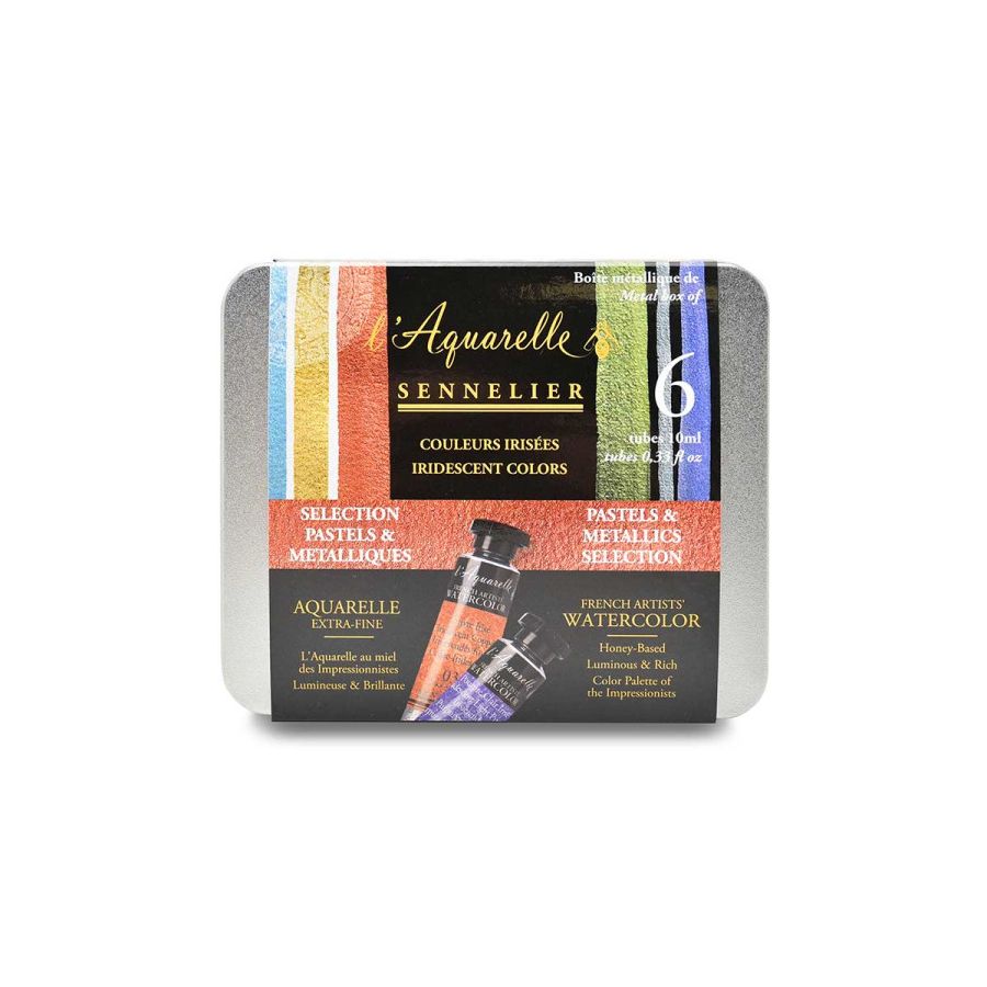 BOITE METAL AQUARELLE EXTRA-FINE SENNELIER - SELECTION PASTEL + METALLIQUE