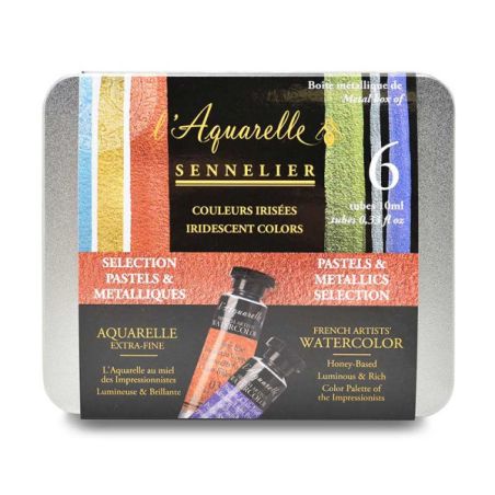 BOITE METAL AQUARELLE EXTRA-FINE SENNELIER - SELECTION PASTEL + METALLIQUE