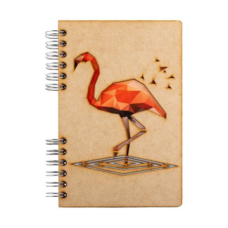 KOMONI CARNET NON LIGNE EN BOIS A5 - FLAMANT ROSE