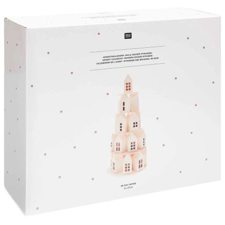 CALENDRIER DE L'AVENT - PYRAMIDE DE MAISONNETTES EN BOIS