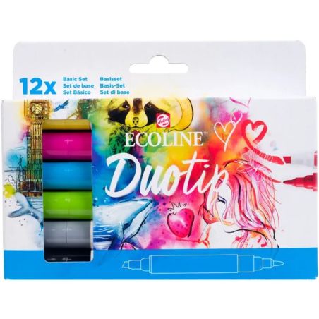 DUOTIP SET DE 12 MARQUEURS COULEURS BASIQUES