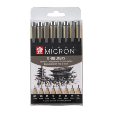 PIGMA MICRON SET 8 NOIR 003-005-01-02-03-04-05-08